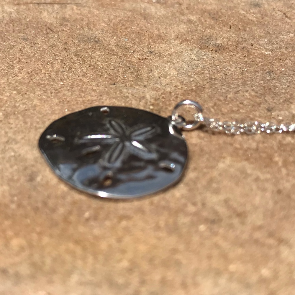 Sterling Silver Hammered Sand Dollar Necklace - Picture 3 of 14